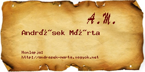 Andrásek Márta névjegykártya