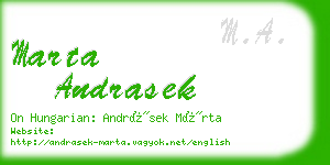 marta andrasek business card